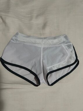 Runinrabbit Women’s White Athletic Running Shorts with Black Trim